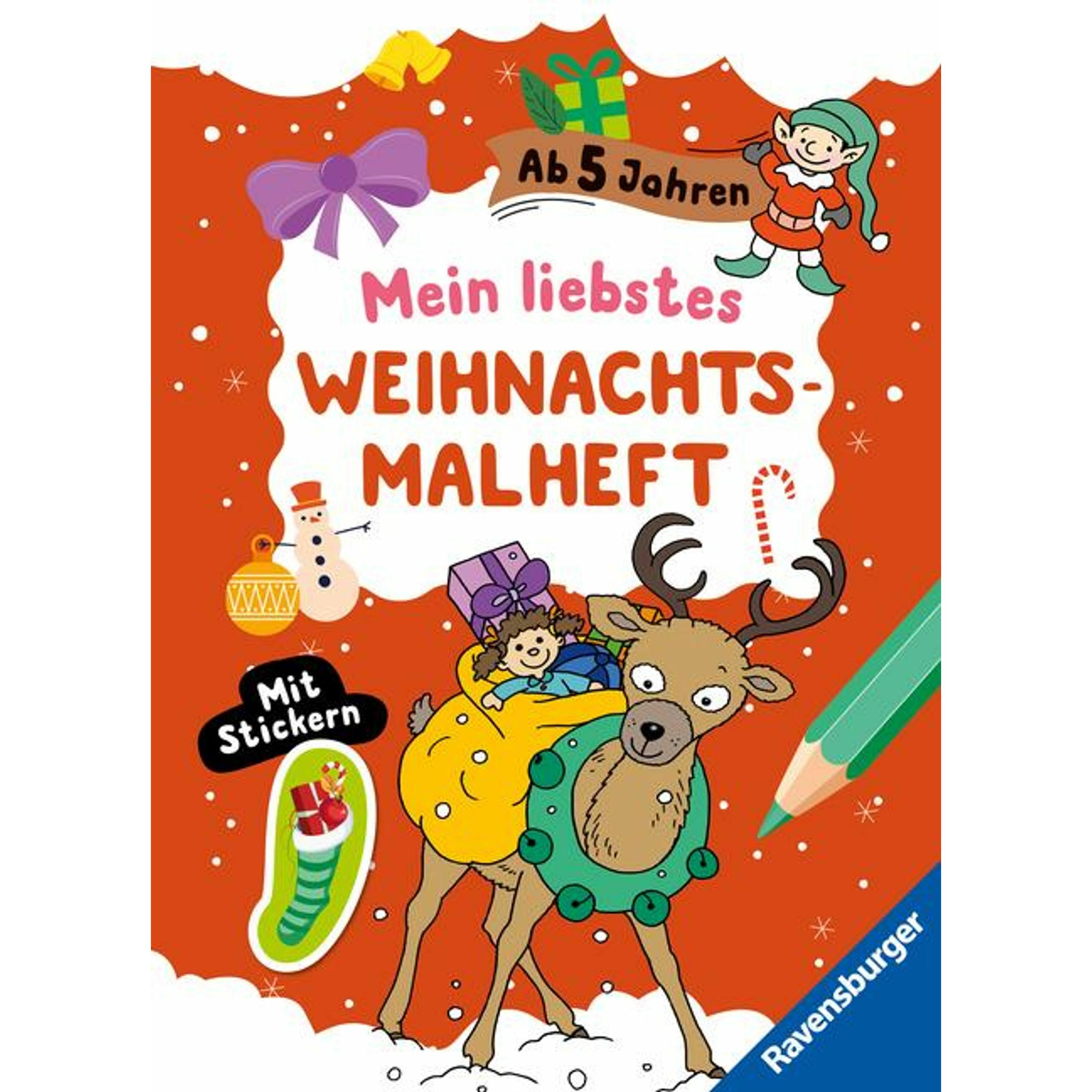 Ravensburger Mein liebstes Weihnachtsmalheft mit Stickern ab 5