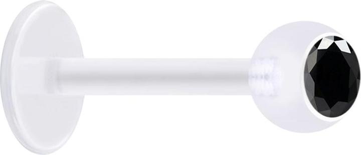 Produktbild Star Piercing Micro Labret transparent mit Kugel und Kristall schwarz (ohne Messing, Bioflex)