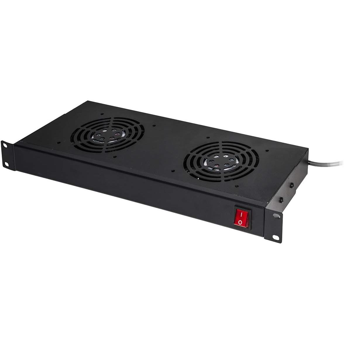 Link ARMADIO RACK KIT 2 VENTOLE NERO 2 AGGANCI 483X170X44MM, Accessori per armadio rack, Nero