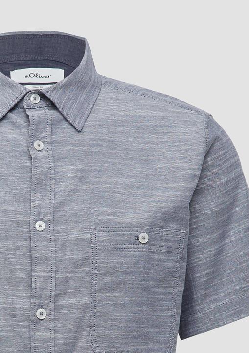 Image du produit S.Oliver Hemd Slim Fit: Kurzarm-Hemd aus Baumwollstretch mit Flammgarnstruktur (M)