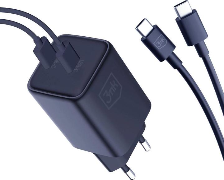 Productafbeelding 3MK Hyper Oplader PD 45W ład. sieć. tsaarna/zwart + 2x USB-C kabels (45 W)