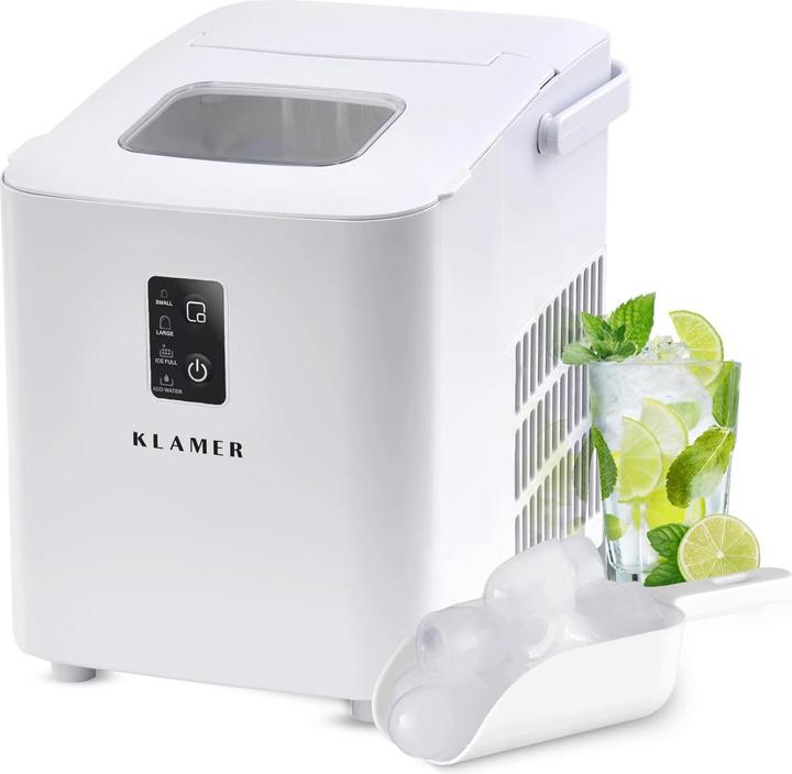 KLAMER Eiswürfelmaschine klein (2025), 8 Eiswürfel in 8 Minuten, 11 kg Eiswürfel pro Tag, 2 Eis…