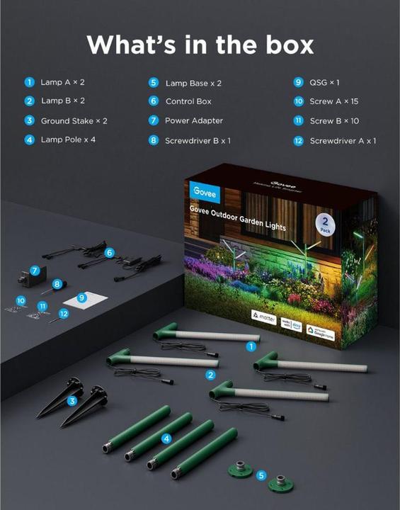 Actual product image Govee RGBICWW Garden Lights (1100 lm, IP66, IP67)