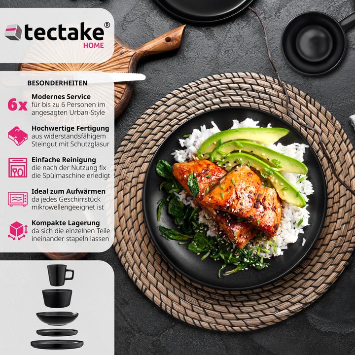 Produktbild tectake Geschirrset Una, aus Steingut, für 6 Personen (30 Stück)