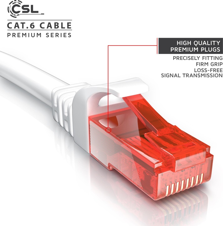 Produktbild CSL CAT.6 Netzwerkkabel - Ethernet Gigabit Lan Kabel RJ45 - Patchkabel - komp. CAT.5 CAT.6 CAT.7 CAT.8 (UTP, CAT6, 3 m)