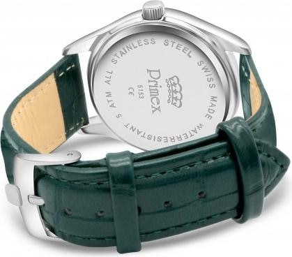 Produktbild Primex Montre Swiss Made - Bracelet Cuir Vert - Cadran Vert - Etanche 50 M (Analoguhr, 210 mm)