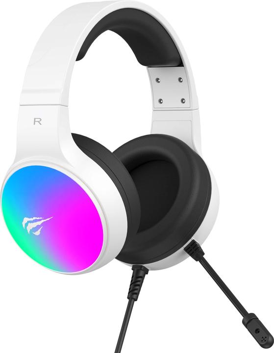 Actual product image Havit - Gaming Headphones (H2043U) - with Microphone, 50mm Speaker, USB, 2.1m - White (Cable)