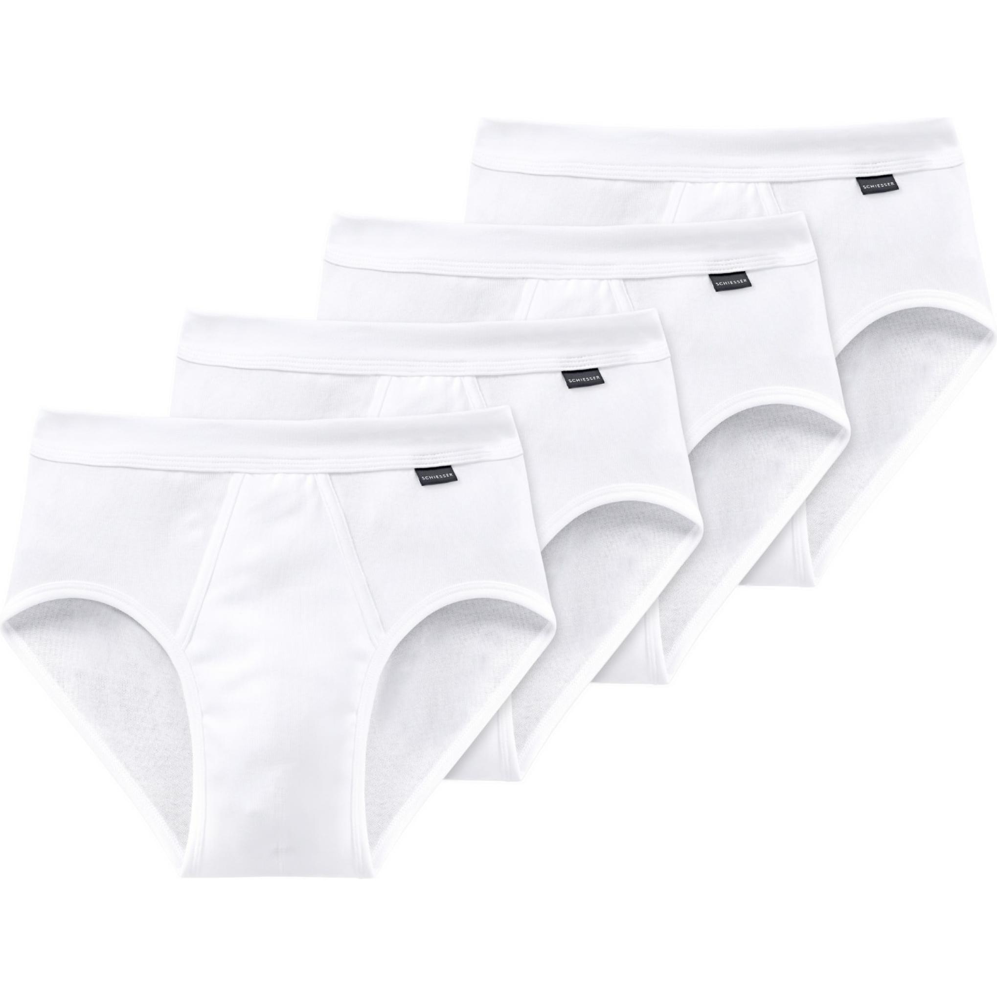 Schiesser, Herren, Unterhosen, 4er Pack Cotton Essentials Feinripp Sportslip, Weiss, (XXL, 4er Pack)