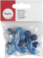Rayher Perles en silicone, ø 12 mm, bleu nuit, 16 pièces
