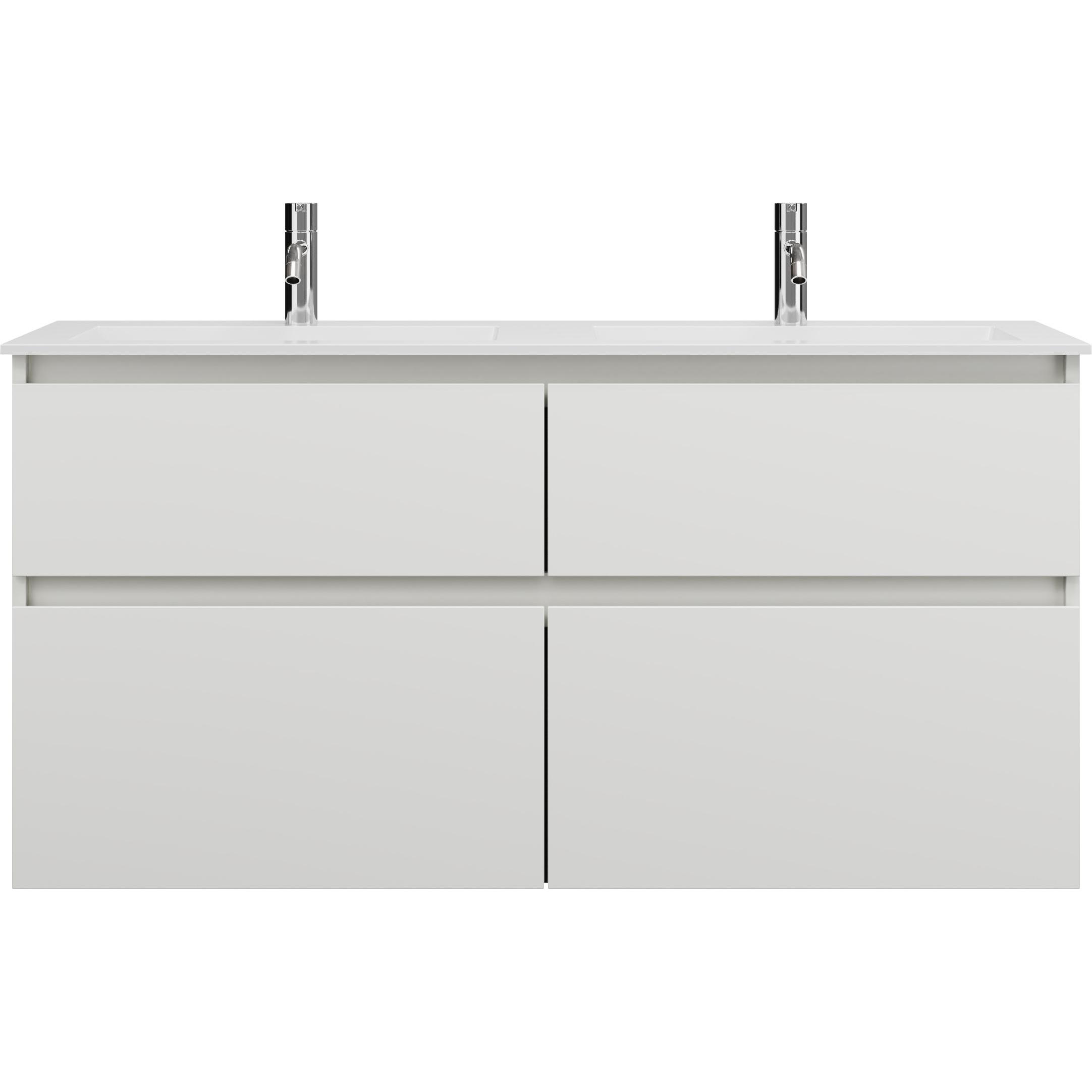 burgbad, Badmöbelset, Lin20 Mineralguss-Doppelwaschtisch Farbe Weiss Matt inklusive Waschtischunterschrank 4 Ausz