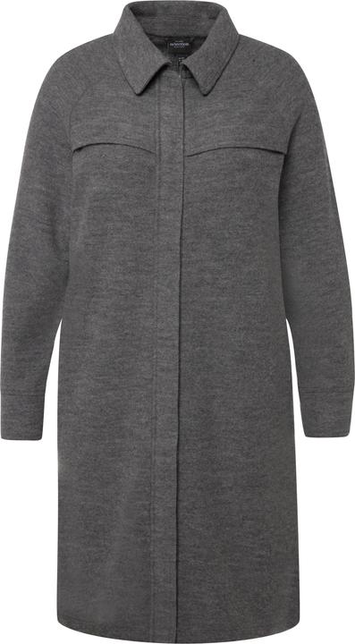Produktbild Ulla Popken Mantel, Boiled Wool, Hemkragen, 2-Wege-Zipper (54)