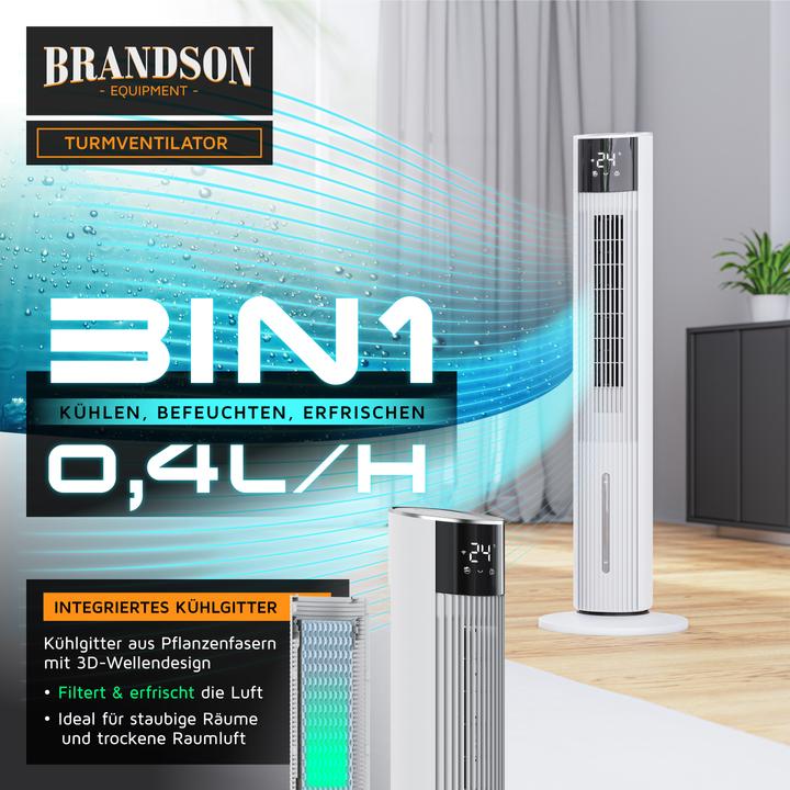 Produktbild Brandson Mobiler Luftkühler mit Wasserkühlung, Klimagerät, 60W, WIFI, Turmventilator, Verdunstungskühler