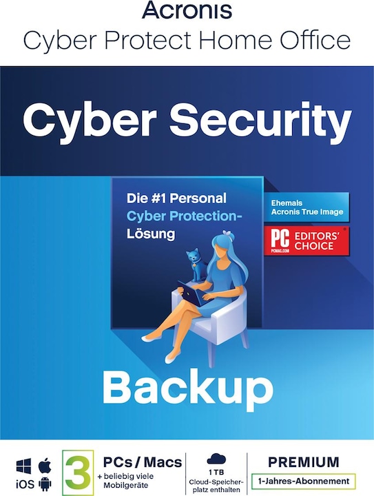 Produktbild Acronis Cyber Protect Home Office Premium (3 User, 1 Geräte/User, 12 Monate)
