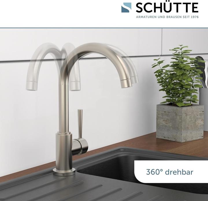 Produktbild Schütte Wasserhahn Küche CORNWALL Spültischarmatur Niederdruck Edelstahloptik Schwenkbar 79129