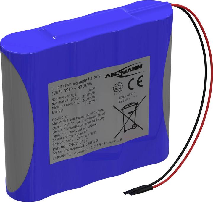 Actual product image Ansmann 4S1P battery pack 4x 18650 cable Li-Ion 14.4 V 3350 mAh (3350 mAh)