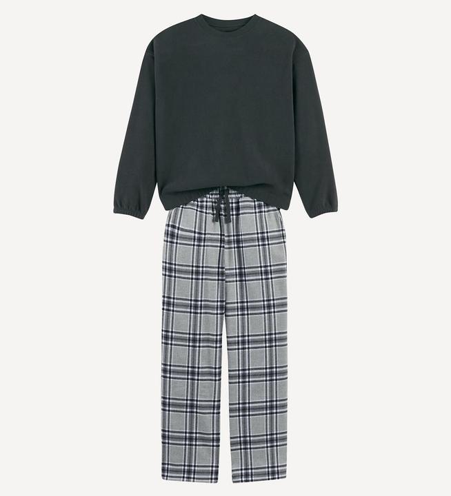 Produktbild La Redoute Collections Pyjama Sweatshirt aus Fleece und karierte Hose (164)