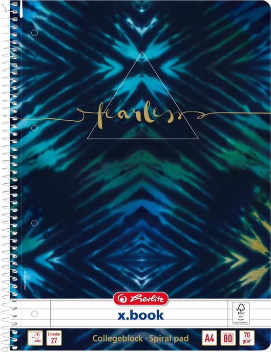 Produktbild Herlitz Collegeblock x.book Fearless liniert DIN A4 Innen- und Aussenrand (A4, Liniert)