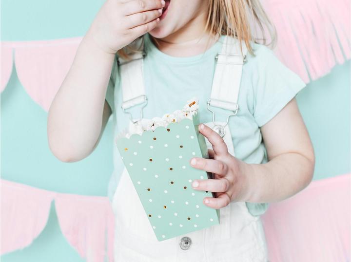 Actual product image Partydeco Popcorn box - Mint with dots (6 pieces) (6 x)