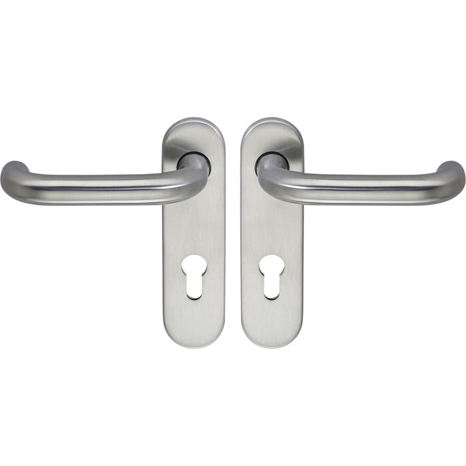 ECO, Türgriff + Fenstergriff, Drückergarnitur D110/KS mit Kurzschild PZ 72, TS 40-66 mm silber eloxiert (Türschild)
