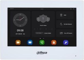 Dahua IP intercom monitor VTH5321GB-W. 7 inch 1024x600. WLAN, PoE (802.3af). SLIDE. Andoid 8.1, Black (Wi-Fi)