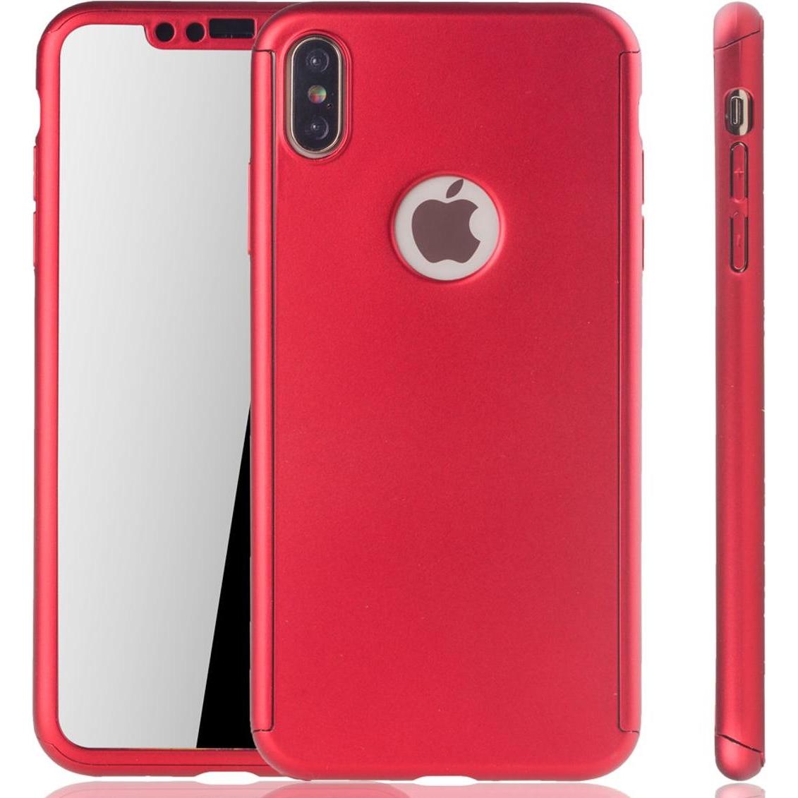 König Design Hülle Handy Schutz für Apple iPhone XS Max Full Case Cover Displayschutz 360 Rot (Apple iPhone XS Max), Sma...