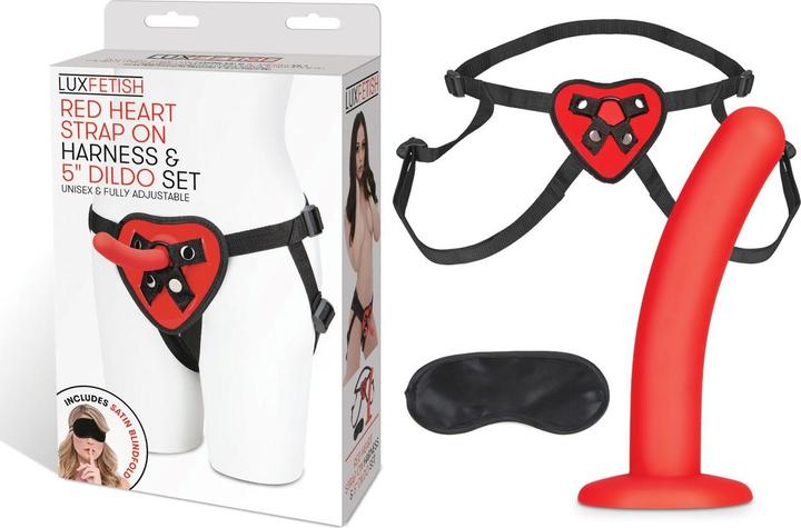 Lux Fetish Red Heart Strap-on Set