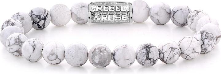 Produktbild Rebel & Rose Armband Virgin White RR-80066-S-L Herren (19 cm, Howlith, Farbstein)