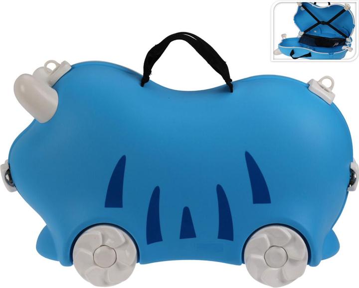 ProWorld Robuster Kinder Trolley Hartschalenkoffer Blau – Stabiler Koffer mit Sitzfunktion (32 l)