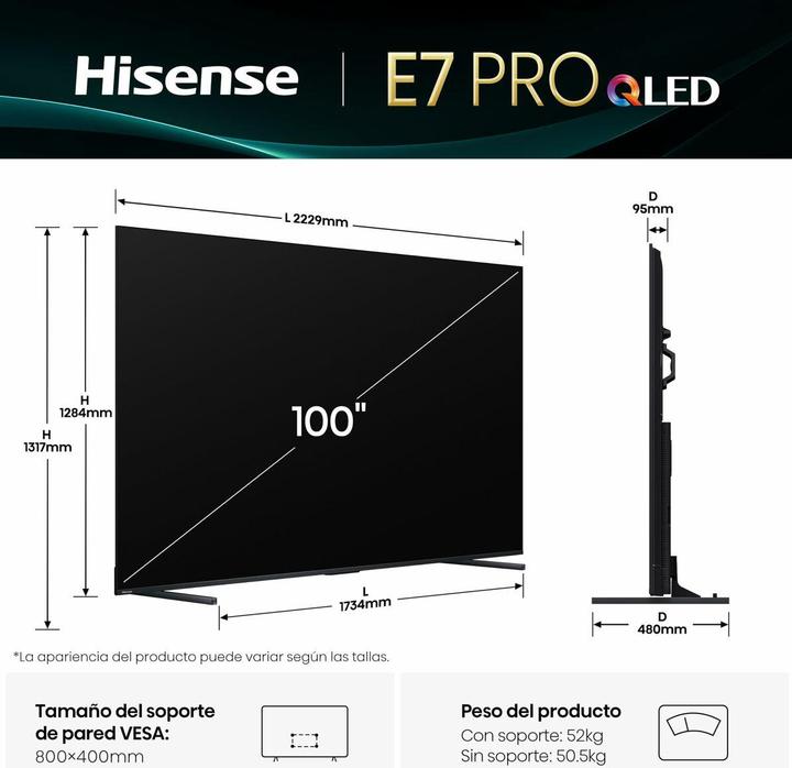 Produktbild Hisense TV 100E7Q PRO (100", QLED, 4K, 2025)