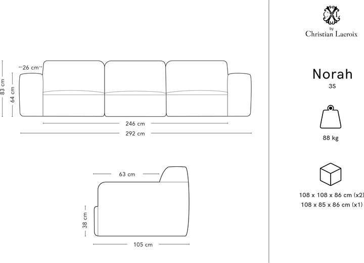 Actual product image CXL by Christian Lacroix Norah (2 person sofa, 3-seater, 4-seater)