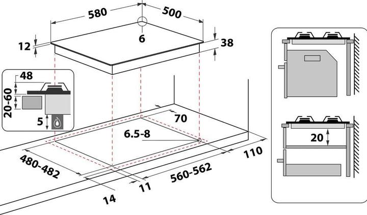 Image du produit Whirlpool AKM 268/IX Table de cuisson en acier inoxydable Intégrée Table de cuisson à gaz 4 zone(s)