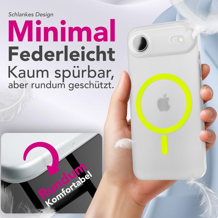 Produktbild Nalia MagSafe Cover "Thinix Glow" - 0,3mm Extrem Dünn, Leuchtender Magnet Ring - Ultra-Slim Hard Case (Apple iPhone 17 Pro)