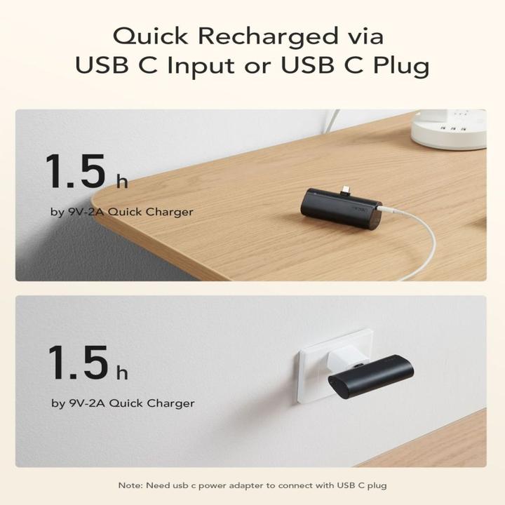 Image du produit Veger PlugOn Powerbank type-C - 5000mAh (5000 mAh, 20 W, 18.50 Wh)
