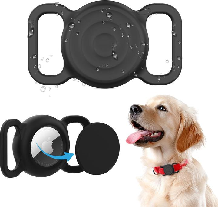 Actual product image Hurtel Wasserdichte AirTag-Silikonhülle für Hunde- oder Katzenhalsband – Schwarz