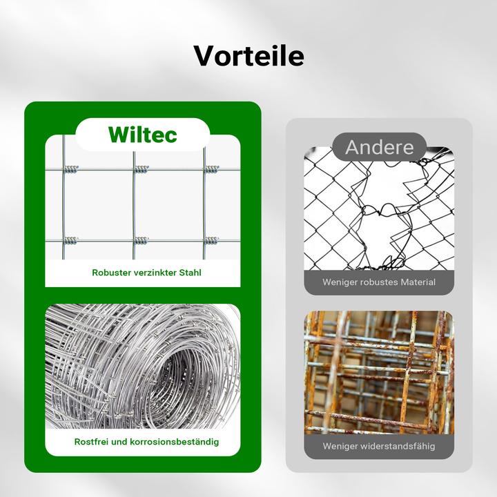 Produktbild Wiltec Wildzaun Weidezaun 50m lang 100/08/15 Drahtzaun Knotengeflecht Forstzaun
