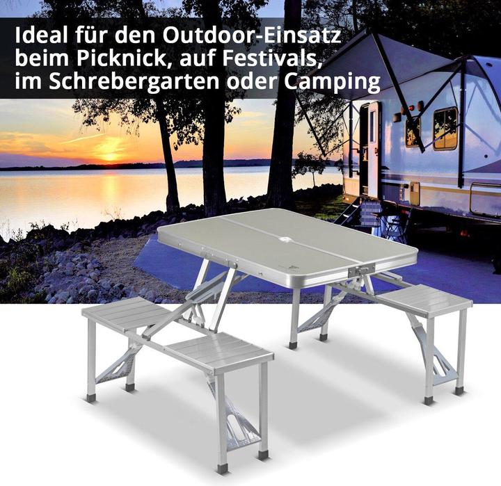Image du produit Stahlwerk Table de camping avec chaises Set de table pliante en aluminium