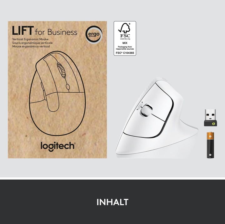 Productafbeelding Logitech Lift Voor Zaken Off-White/Lichtgrijs (Draadloze)