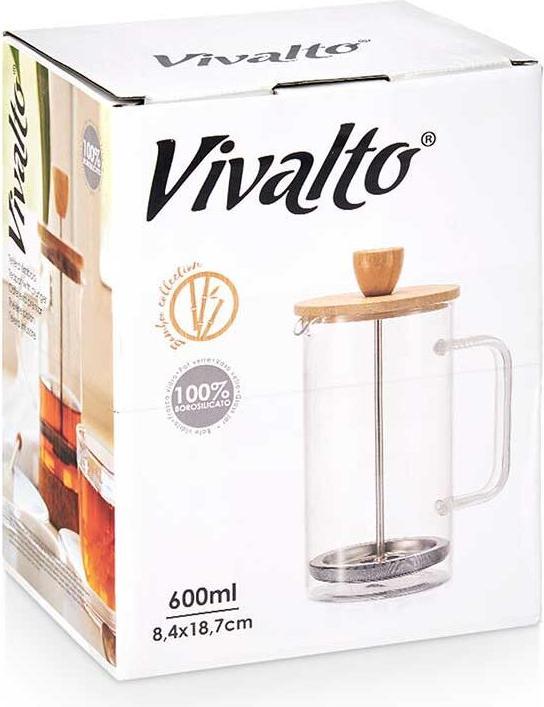 Produktbild Vivalto Teekanne aus Borosilikat mit Bambusdeckel 600ml (0.60 l)