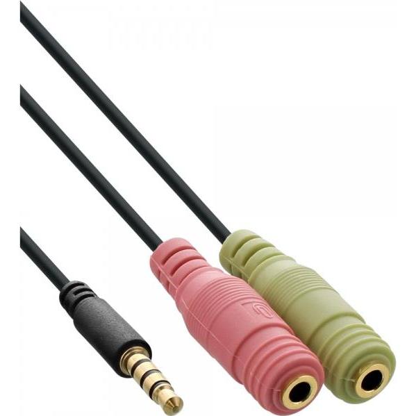InLine Audio Headset Adapterkabel (1 m, 3.5mm Klinke (AUX)), Audio Kabel