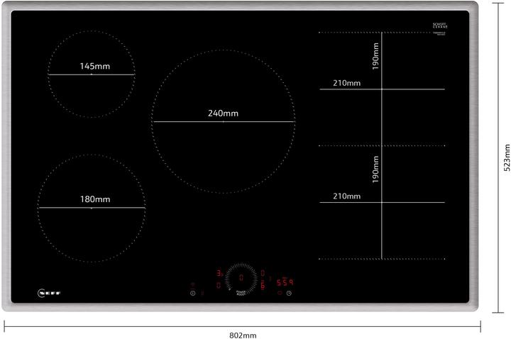 Neff N 70, Piano cottura a induzione, 80 cm, Nero, Con cornice, T58SHW1L0 (80 cm, Piano cottura elettrico)