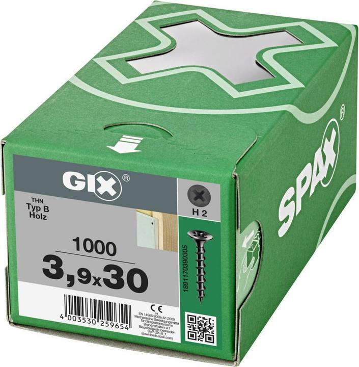 Actual product image Spax Gix-B Trumpet Head H2 Coarse Thread Phosphated (1000 Screws per piece)