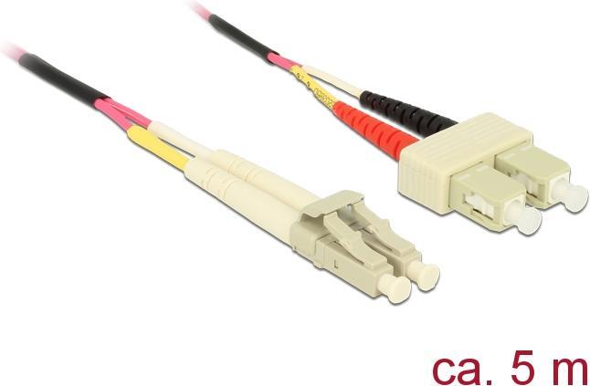 Actual product image Delock Fiber optic patch cable LC Duplex -> SC Duplex St/St 5.00m (LSOH, 5 m)