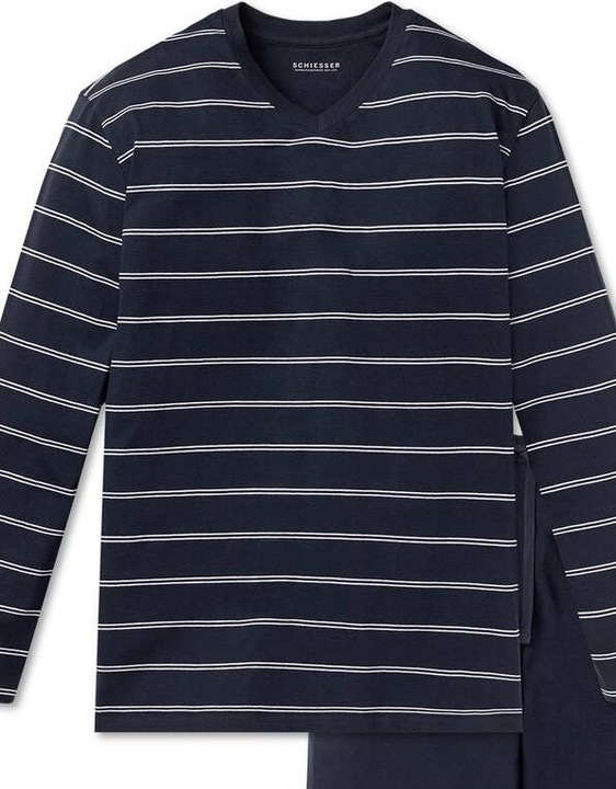 Produktbild Schiesser langer Pyjama Schlafanzug natürlich 100% Baumwolle | auch Übergrössen (4XL)