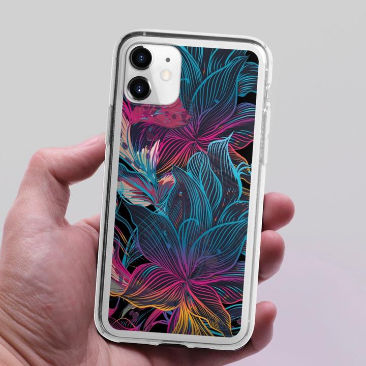 Produktbild DeinDesign Silikon Hülle für Apple iPhone 11 Handyhülle Case Smartphone Schutzhülle Blumen Neon bunt (Apple iPhone 11)