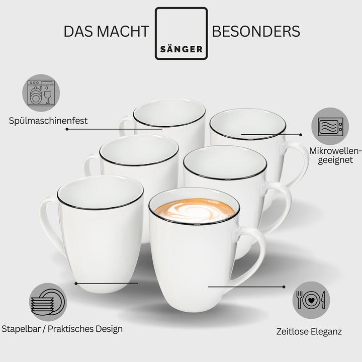 Produktbild Sänger Kaffeebecher Set Marlo Black Rim (350 ml, 6 x)
