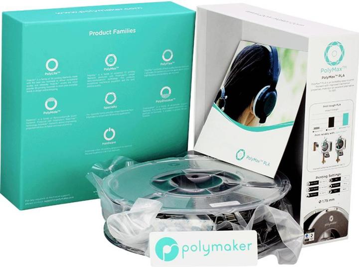 Produktbild Polymaker PolyMax PLA V2 - True Black - 1.75mm (Tough PLA, 1.75 mm, 750 g, Schwarz)
