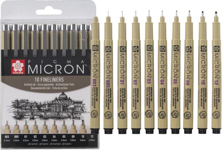 Produktbild Sakura Faserschreiber Pigma Micron (10x)