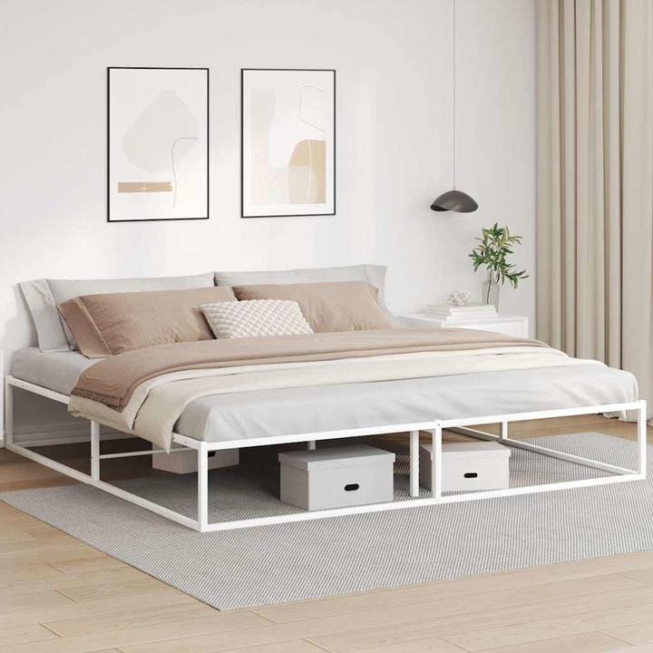 Actual product image VidaXL Bettgestell ohne Matratze Weiss 200x200 cm Metall (200 x 200 cm)