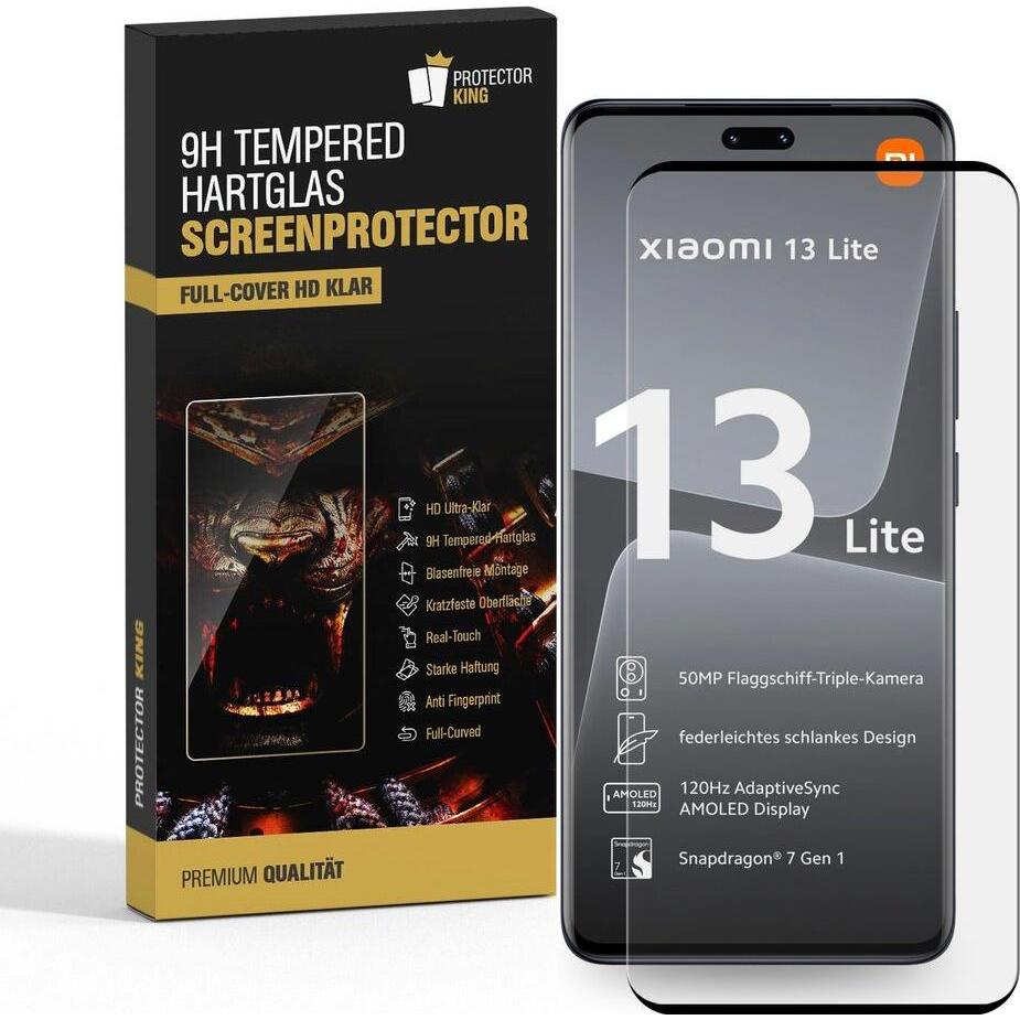 Protectorking 2x echtes Tempered 9H Panzerhartglas 3D KLAR (2 Stück, Xiaomi 13 Lite), Smartphone Schutzfolie