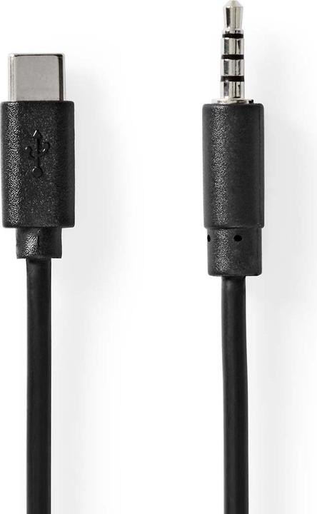 Produktbild Nedis USB-C™ Adapter | USB 2.0 | USB-C™ Stecker | 3.5 mm Stecker | 1.00 m | Rund | Vernickelt | Schw (1 m, 3.5mm Klinke (AUX))